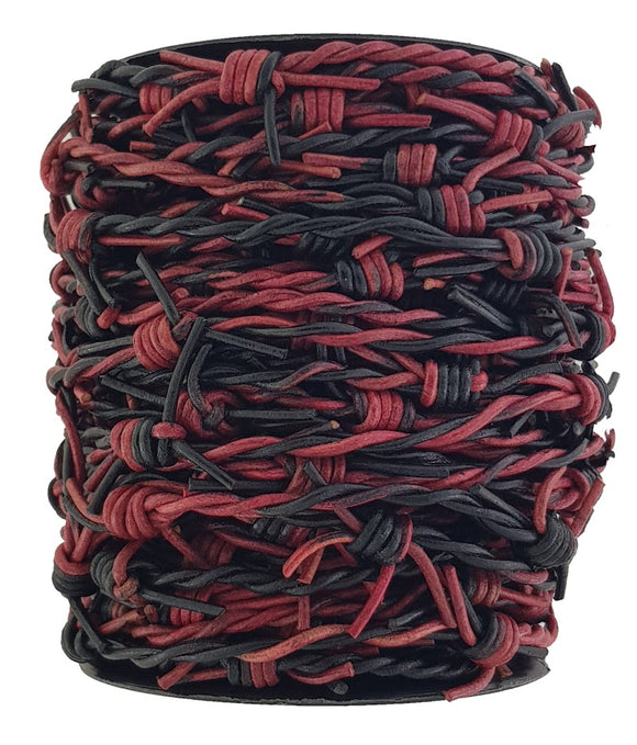 Leather fake  barbed wire Black & Red fleck