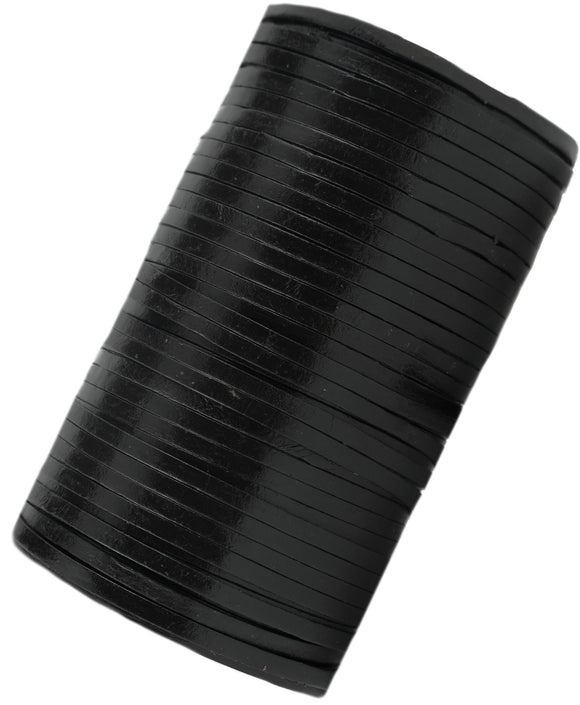 Black 3 mm wide x 1.2 mm thick leather craft cord wire.