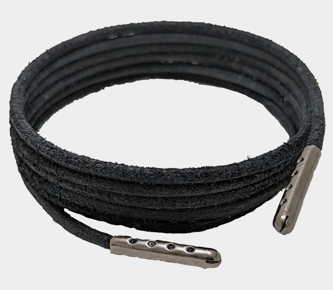 ShoeLaces  Boot Laces Black 4 mm Round Heavy Duty Leather
