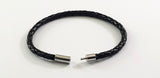 Black Genuine Leather Bracelet 4 mm round diameter