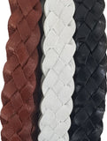 Flat Braided Leather cord Black, white, Brown,