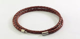 Double Leather Bracelet, Braided Brown 4 mm