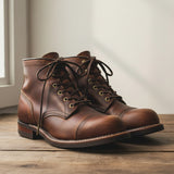 Shoelaces & Boot laces brown leather 4 mm round.