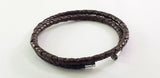 Double Leather Bracelet, Braided Dark Brown 5 mm