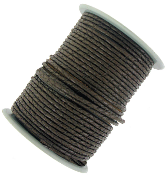 Black or brown 3 mm round braided leather cord.