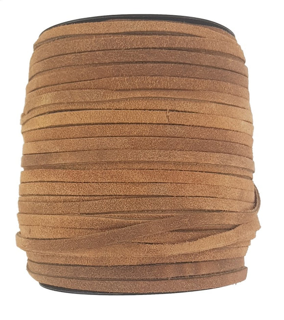 Light Brown 5 mm wide suede leather cord