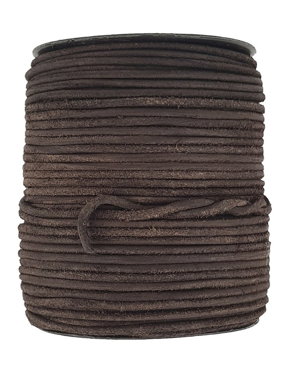 Dark Brown 3 mm Round Leather Cord 2,3,4.5.10 Meter Lengths