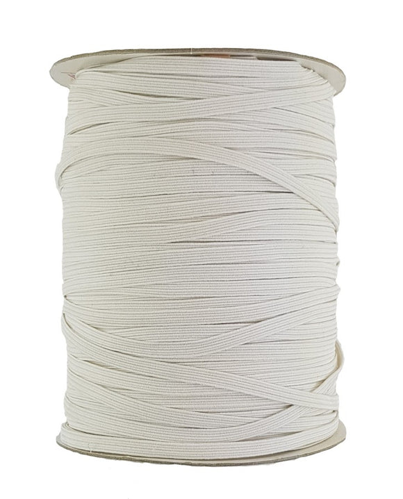 Flat white Bungee Elastic sold in 200 Metre Roll 7 mm wide