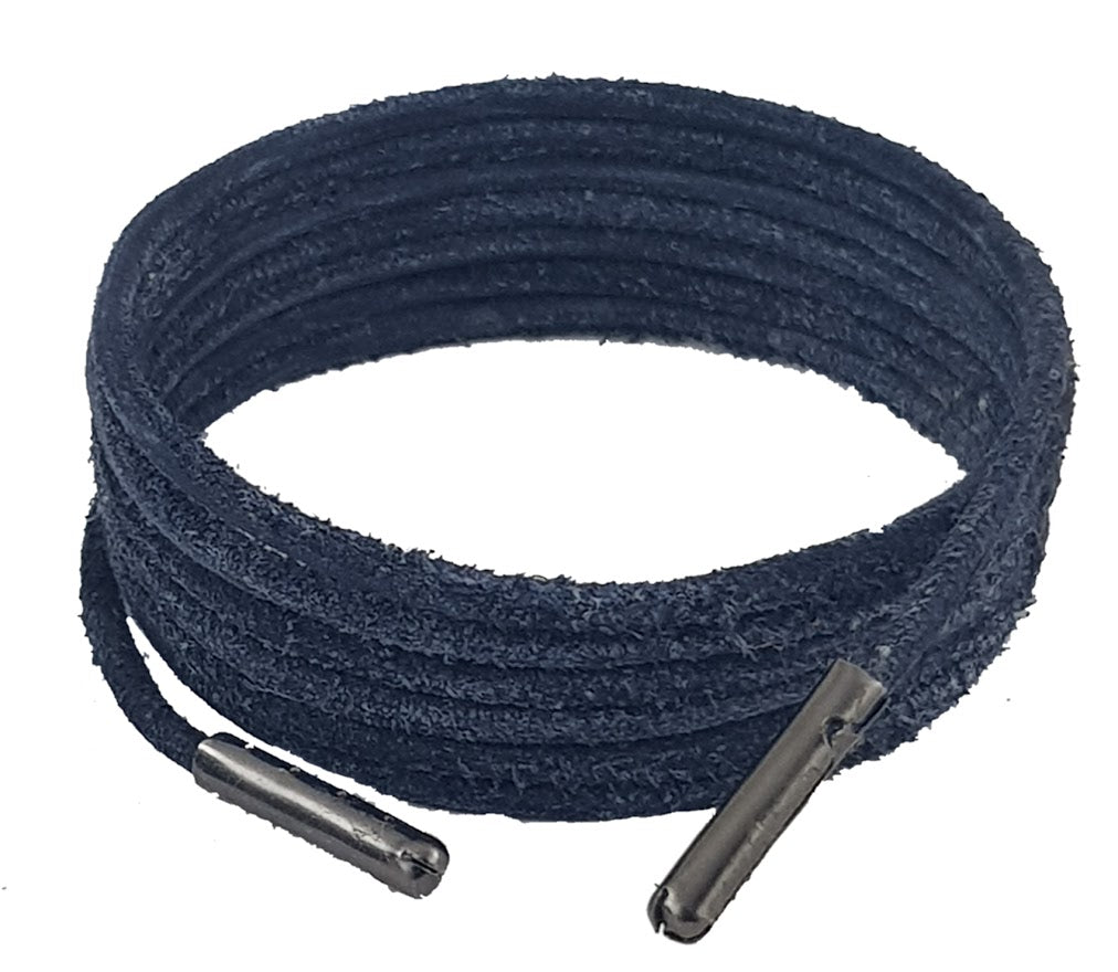 Shoe and Boot Laces Grey Blue 3 mm Round Leather