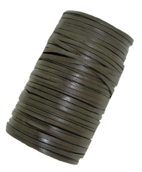Dark brown leather craft cord wire 3 mm x 1.2 mm