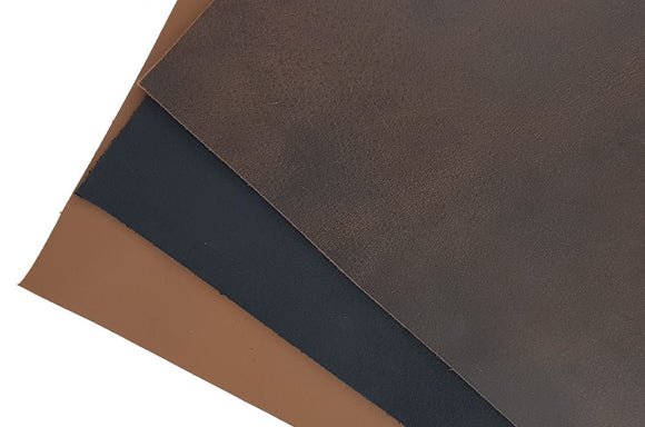 Real Leather Sheets Brown Black & Tan length 30 cm x 30 cm