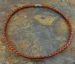 Light Brown leather 5 mm diameter round necklace