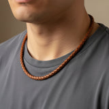 Light Brown leather 5 mm diameter round necklace