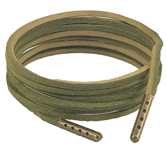 Olive Green leather laces deluxe 3 mm Square