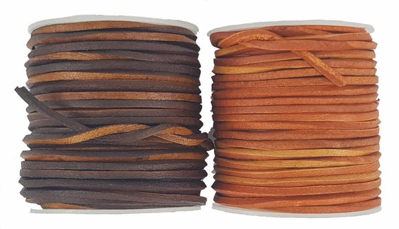 Dark peanut brown & Tortilla 3 mm square leather cord.