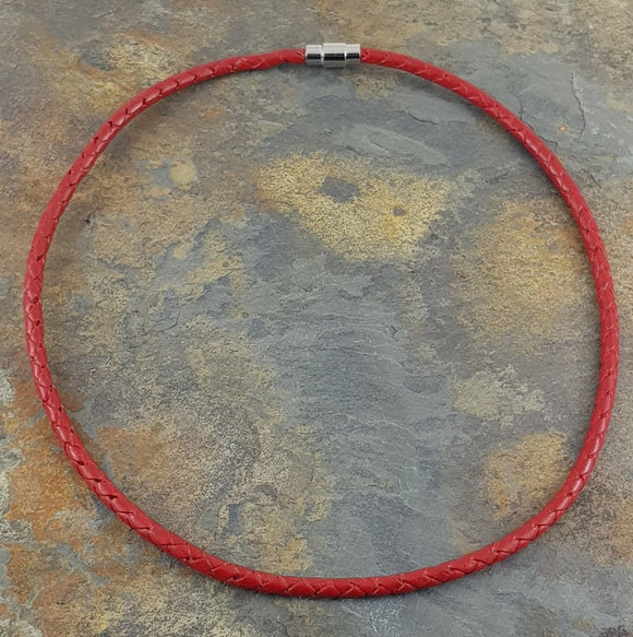 Red leather 4 mm diameter round Necklace