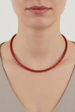 Red leather 4 mm diameter round Necklace