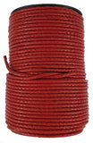 Red braided leather crating cord 4 mm round.