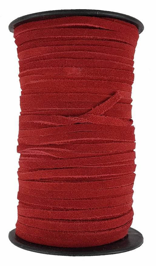 Red suede flat leather cord 5 mm wide