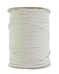 Flat white Elastic cord  sold in 5 Metre Lengths 7 mm wide